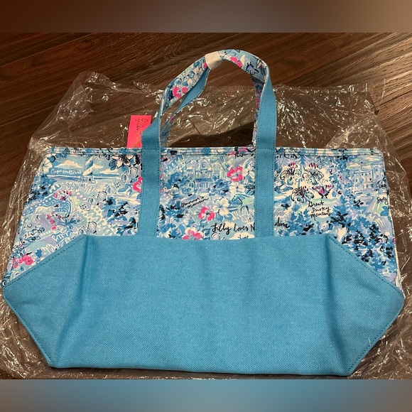 Lilly Pulitzer Mercato Canvas Tote Bag - Blue Peri Lilly Loves North Carolina - Picture 8 of 11